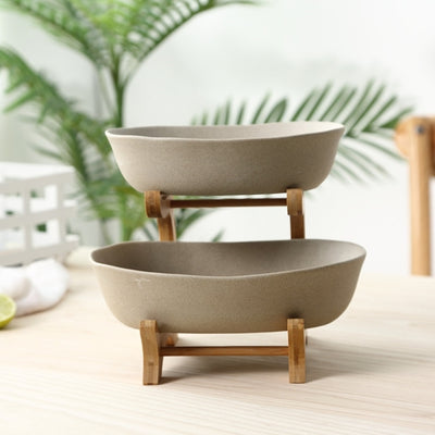 Ceramic - Fruit Bowl - Dual with Stand - Sand