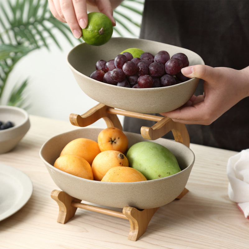 Ceramic - Fruit Bowl - Dual with Stand - Sand