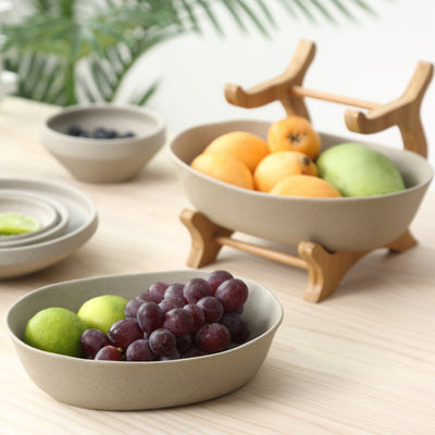 Ceramic - Fruit Bowl - Dual with Stand - Sand