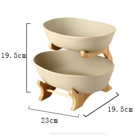 Ceramic - Fruit Bowl - Dual with Stand - Sand