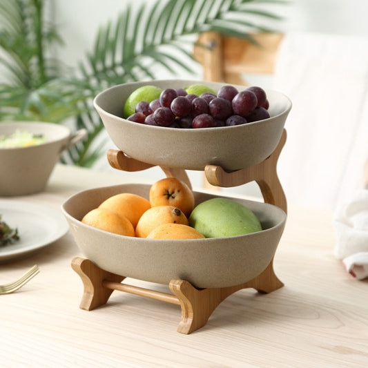 Ceramic - Fruit Bowl - Dual with Stand - Sand