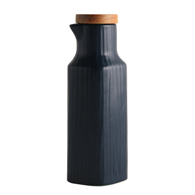Oil Bottle with Wooden Lid - Cascade Cobalt Blue - Set of 2 bottles