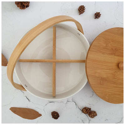 Ceramic - Snack Bowl with Bamboo Lid (Round)