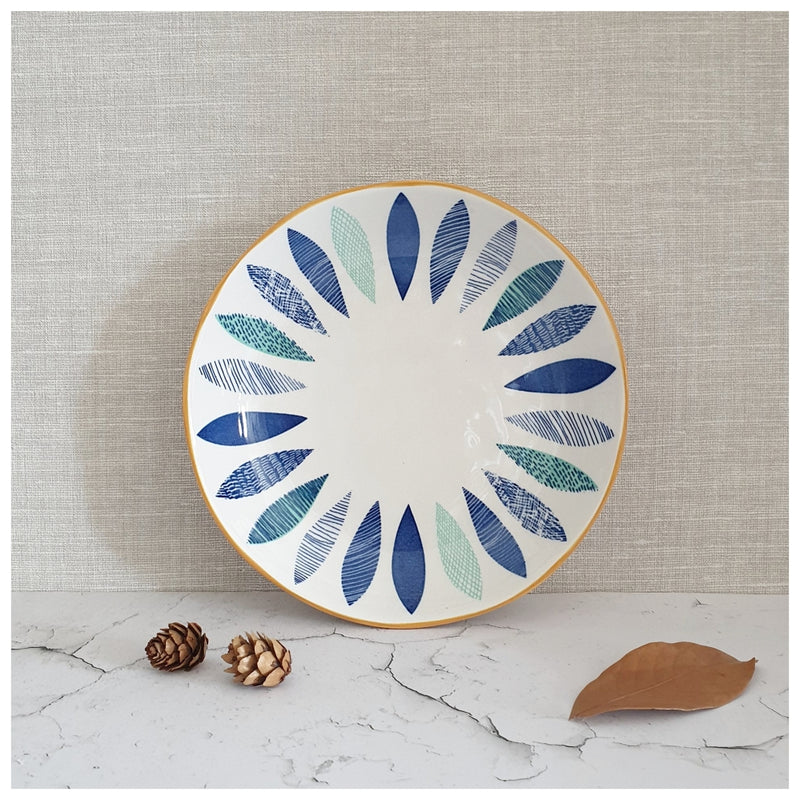 Ceramic - Starter/Serving Deep Plate - Round - Feather Blue - Set of 2
