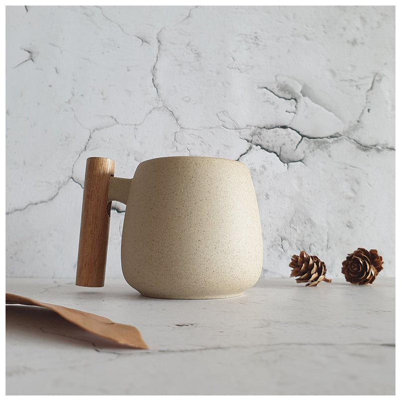 Ceramic - Tea Set - Sand + 8 Mugs with Tray