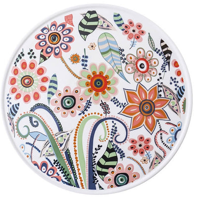 Ceramic - Floral Printed - Round Cake Platter