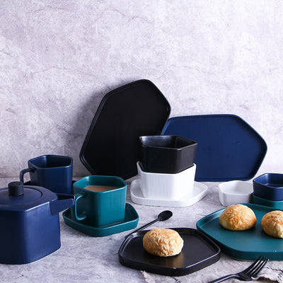 Envy Collection Green Ceramic - Hexagonal Platter with Small Bowl