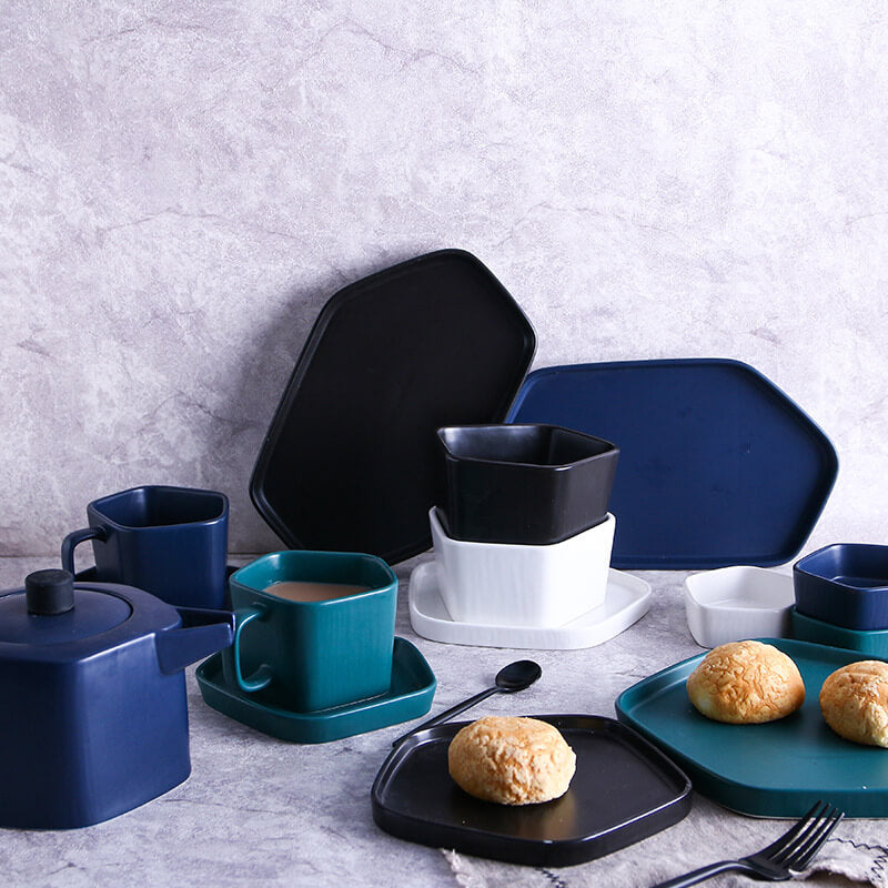 Envy Collection Green Ceramic - Hexagonal Platter with Small Bowl