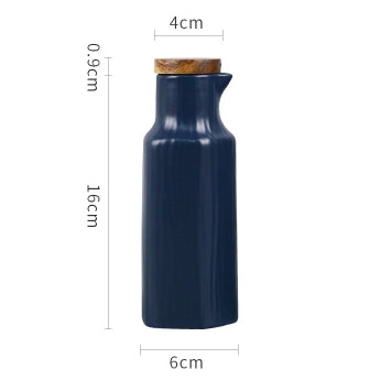 Oil Bottle with Wooden Lid - Cascade Cobalt Blue - Set of 2 bottles