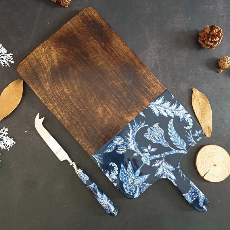 Cheese Board & Knife Set - Blue Knight