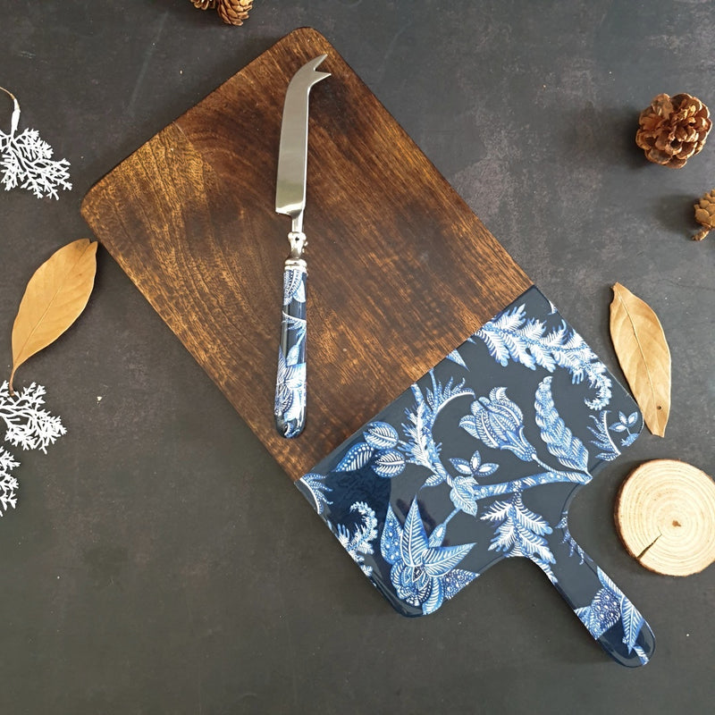Cheese Board & Knife Set - Blue Knight