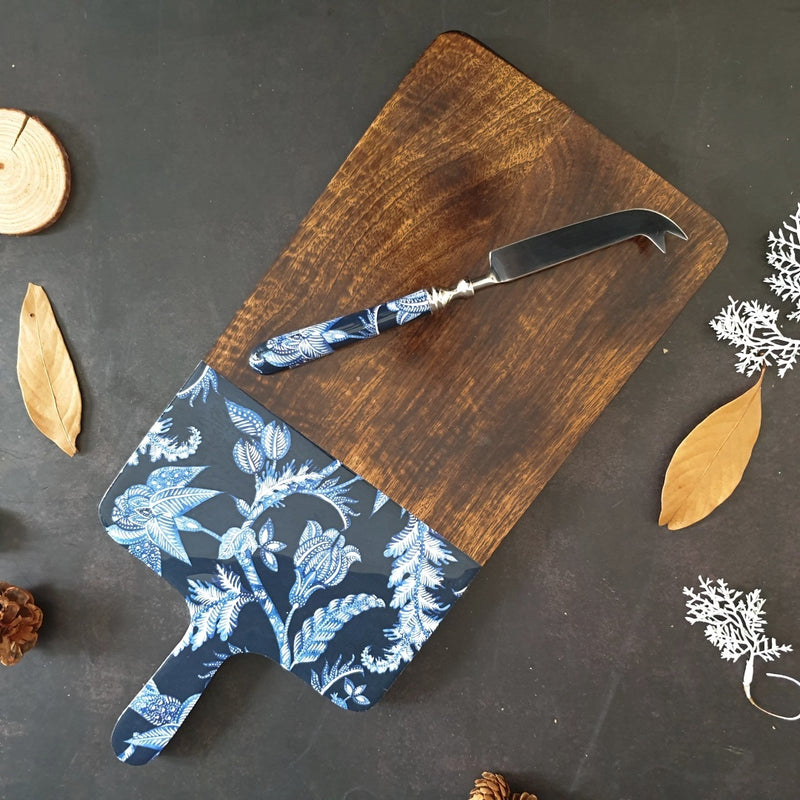 Cheese Board & Knife Set - Blue Knight