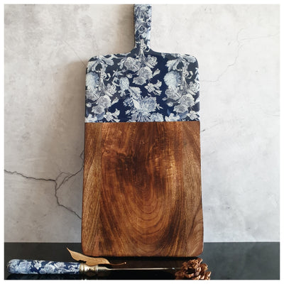 Cheese Board & Knife Set - Argentine Blue