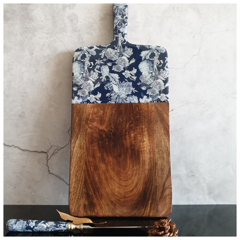 Cheese Board & Knife Set - Argentine Blue