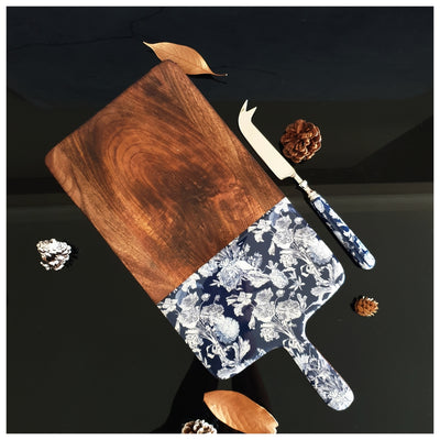 Cheese Board & Knife Set - Argentine Blue