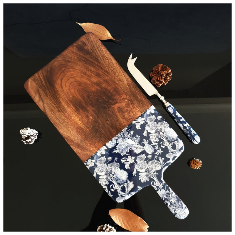 Cheese Board & Knife Set - Argentine Blue