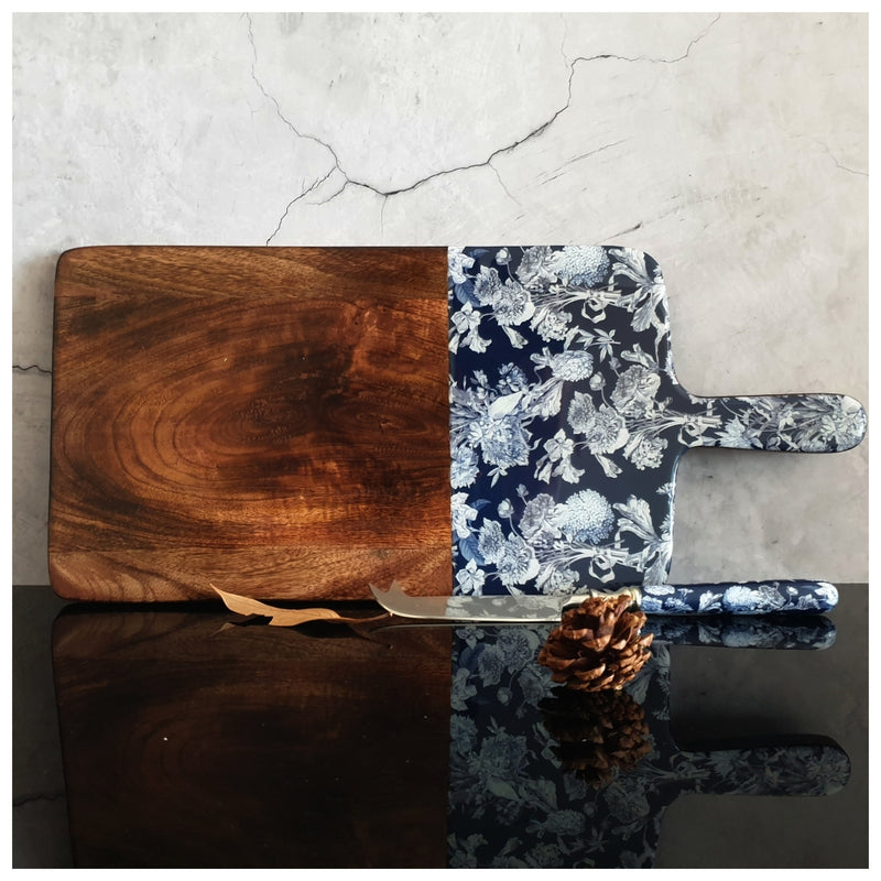 Cheese Board & Knife Set - Argentine Blue