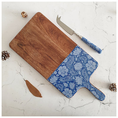 Cheese Board & Knife Set - Blue Lotus