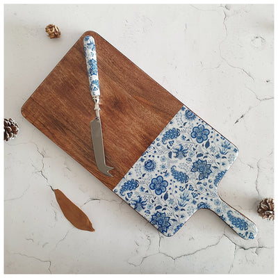 Cheese Board & Knife Set - White Lotus