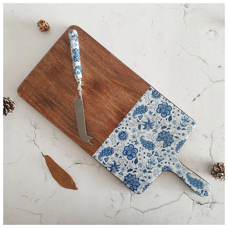 Cheese Board & Knife Set - White Lotus