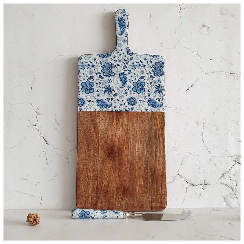 Cheese Board & Knife Set - White Lotus