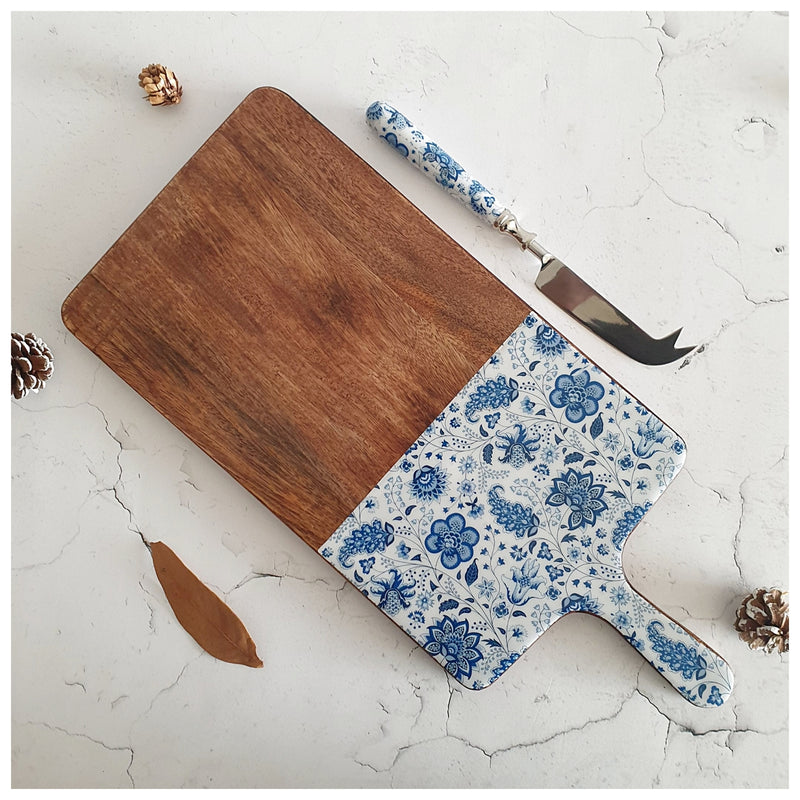 Cheese Board & Knife Set - White Lotus