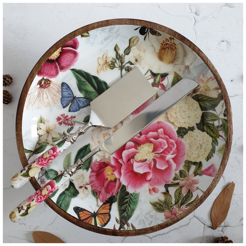 Cake Stand with Knife & Server Set (Large) - Alice in Wonderland