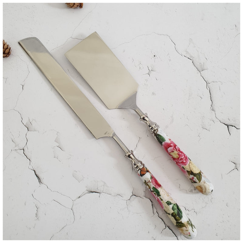 Cake Stand with Knife & Server Set (Large) - Alice in Wonderland