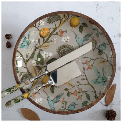 Cake Stand with Knife & Server Set (Large) - Humming Bird