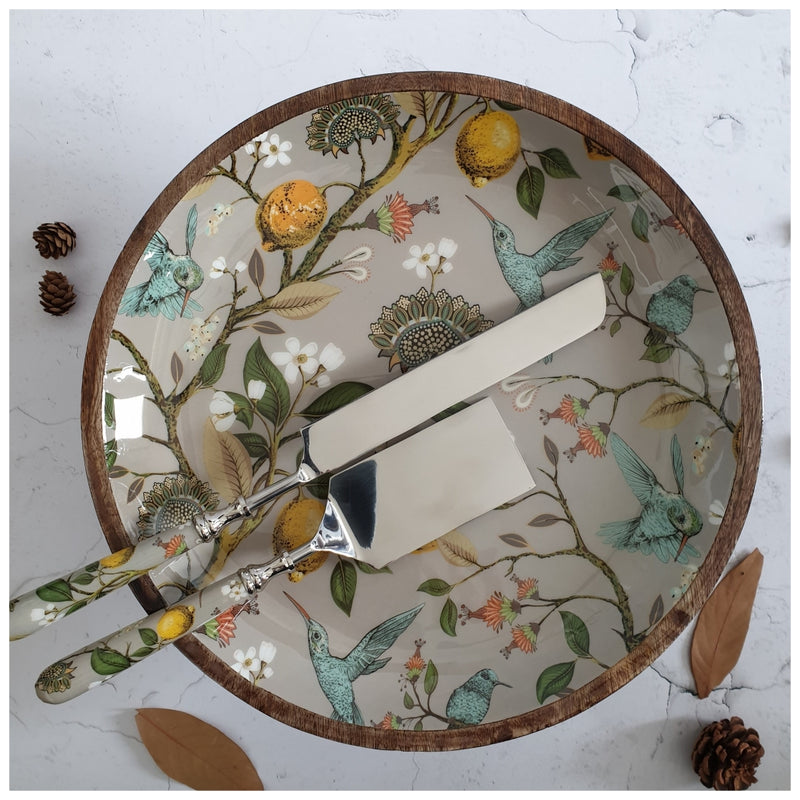 Cake Stand with Knife & Server Set (Large) - Humming Bird