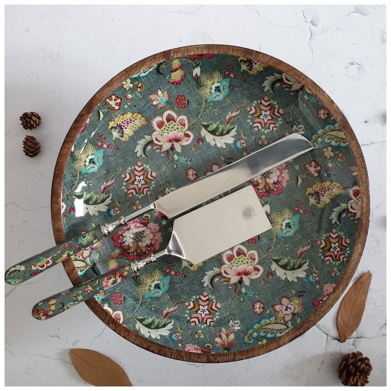 Cake Stand with Knife & Server Set (Large) - Earthy Meadow