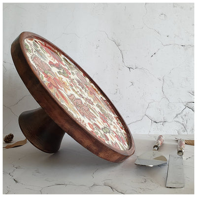 Cake Stand (Flat) with 2 Servers (Large) - Kalamkari