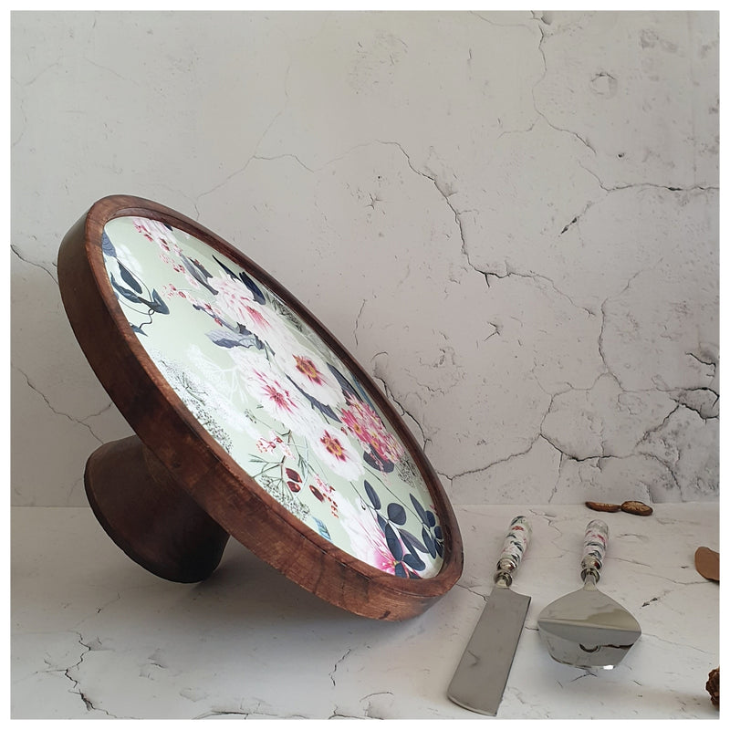 Cake Stand (Flat) with 2 Servers (Large) - Desert Rose (Mint)