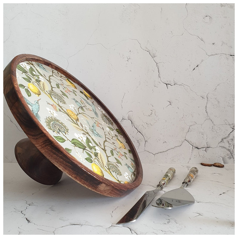 Cake Stand (Flat) with 2 Servers (Large) - Humming Bird