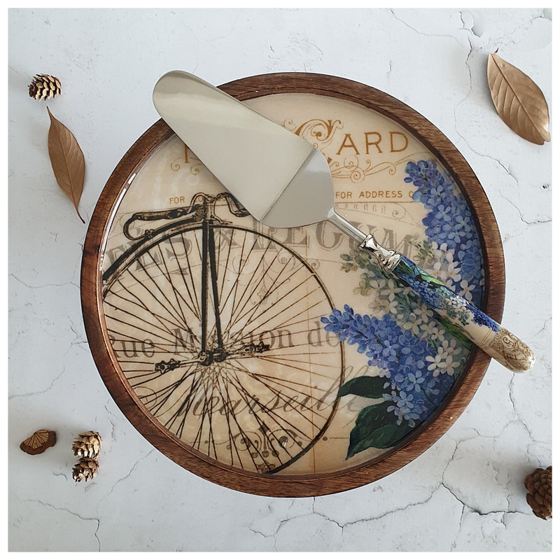 Cake Stand (Flat) with Matching Server (Medium) - Vintage Cycle