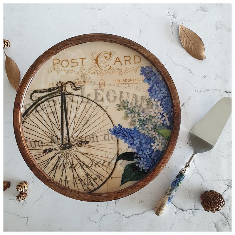 Cake Stand (Flat) with Matching Server (Medium) - Vintage Cycle
