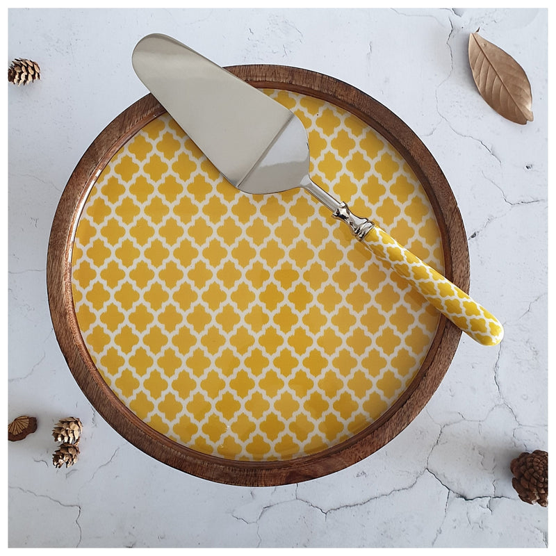 Cake Stand (Flat) with Matching Server (Medium) - Hello Sunshine