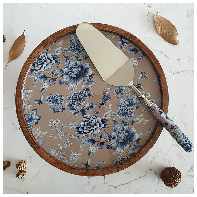 Cake Stand (Flat) with Matching Server (Medium) - Enchanted Forest