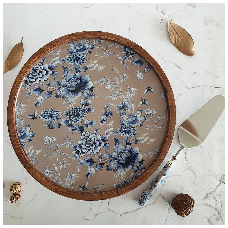 Cake Stand (Flat) with Matching Server (Medium) - Enchanted Forest
