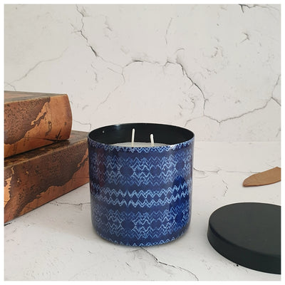 Scented Candle - 2 wick - Tribal Ikat Wave - Floral Fruity