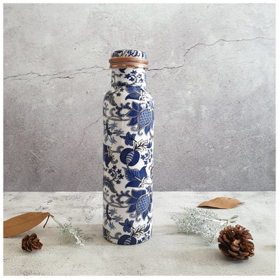 Copper Bottle 950 ml - Blue & White Acorn