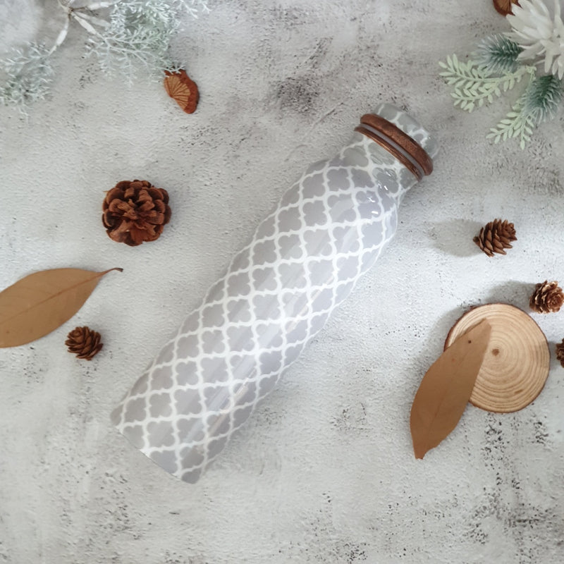 Copper Bottle 950 ml - Grey & White Quarterfoil
