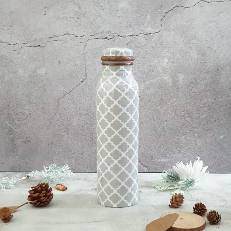 Copper Bottle 950 ml - Grey & White Quarterfoil