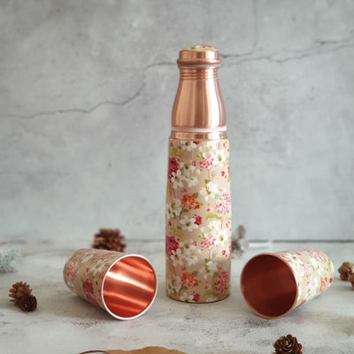 COPPER BOTTLE SET WITH 2 GLASSES, SAND DUNES