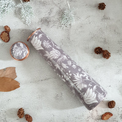 Slim Copper Bottle, 750 ML, Floral Radiance Gray