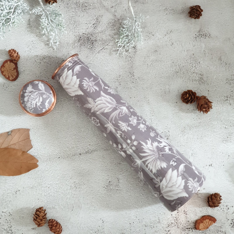 Slim Copper Bottle, 750 ML, Floral Radiance Gray