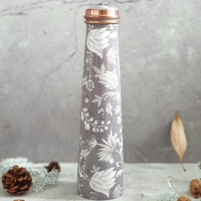Slim Copper Bottle, 750 ML, Floral Radiance Gray