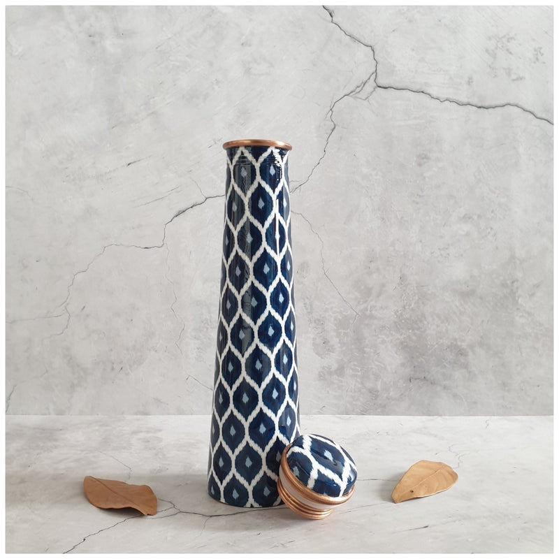 Slim Copper Bottle, 750 ML, Ikat Blue