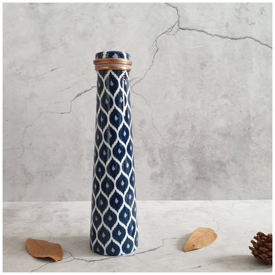 Slim Copper Bottle, 750 ML, Ikat Blue