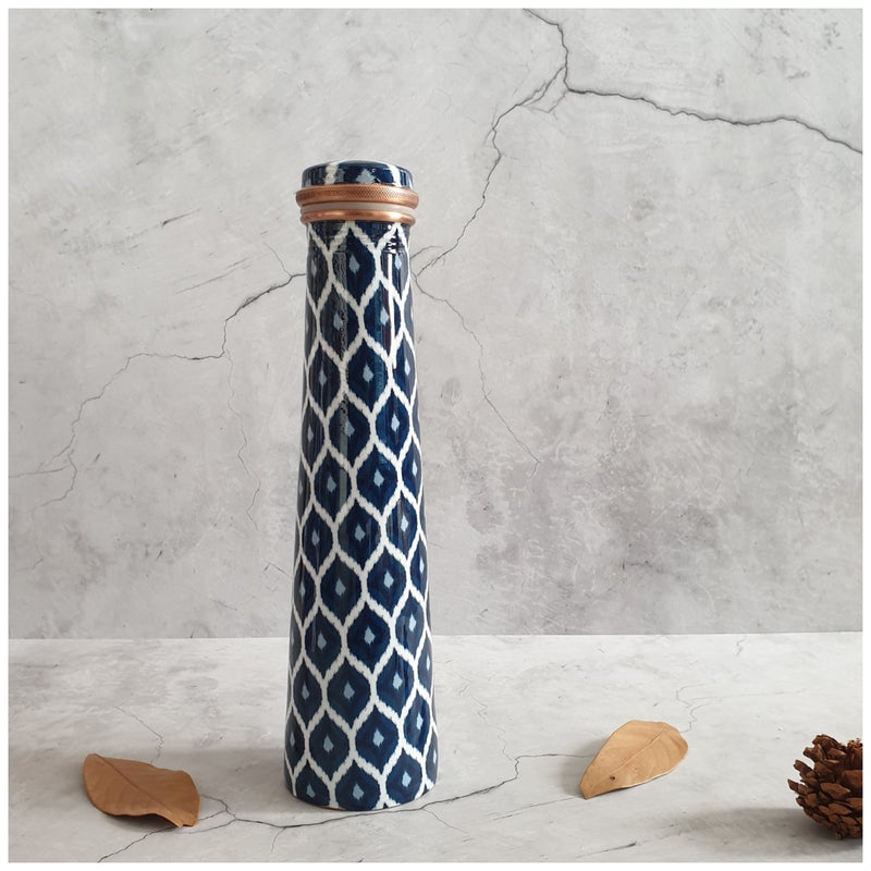 Slim Copper Bottle, 750 ML, Ikat Blue